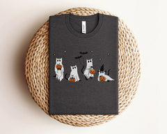 Black Cat Ghost T-Shirt - Halloween Cat Shirt - Spooky Cat Tee - Trick or Treat Cat Shirt -Haunted Cat Shirt - Cat Lover Gift - Spooky Ghost