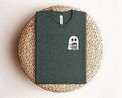 Ghost Coffee Shirt - Coffee Lover Gift - Spooky Ghost Tee - Little Ghost Shirt -  Spooky Season Gift - Fall Coffee T-Shirt - Halloween Tee