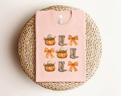 Coquette Western Fall T-Shirt - Howdy Pumpkin Tee - Thanksgiving Gift - Fall Country Shirt - Cowgirl Gift - Autumn Cowgirl Tee - Fall Lover