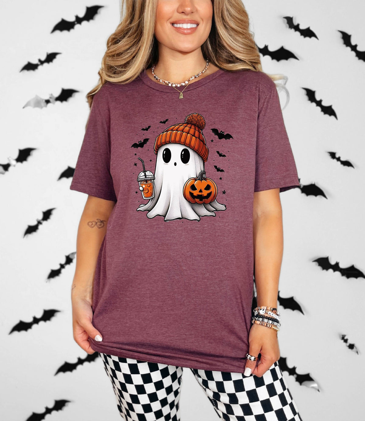Ghost Coffee T-Shirt - Halloween Ghost Shirt - Ghost Fall Coffee Shirt - Spooky Season T-Shirt - Halloween Gift - Cute Fall Shirt