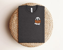Ghosts Reading Book T-Shirt - Teacher Librarian Halloween Tee -  Bookish Ghost Shirt - Spooky Book Shirt - Book Lover Halloween Gift