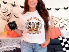 Bull Sheet Cow Club T-Shirt - Halloween Cow Tee - Spooky Cow - Funny Halloween Shirt - Witch Cow Tee - Pumpkin Season Tee - Fall Cow Shirt