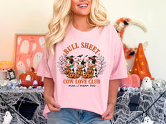 Bull Sheet Cow Club T-Shirt - Halloween Cow Tee - Spooky Cow - Funny Halloween Shirt - Witch Cow Tee - Pumpkin Season Tee - Fall Cow Shirt