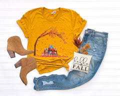Fall Cats T-Shirt - Thanksgiving Cats Tee - Cat Lovers Shirt - Cat Fall Tree Tee - Autumn Cat Shirt - Pumpkins Shirt - Fall Vibes Shirt