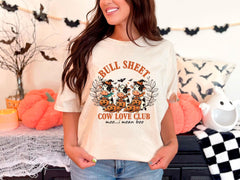 Bull Sheet Cow Club T-Shirt - Halloween Cow Tee - Spooky Cow - Funny Halloween Shirt - Witch Cow Tee - Pumpkin Season Tee - Fall Cow Shirt