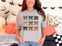 Fall Coquette Bow T-Shirt - Bow Lover Shirt - Gift For Halloween - Coquette Bow Shirt - Autumn Bows Tee - Halloween Party Tee