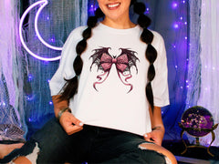 Gothic Bow T-Shirt - Coquette Gift - Spooky Season Tee - Bat Lovers Gift - Witchy Halloween Shirt - Witchy Halloween Tee - Halloween Party