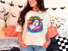 Just Waiting For Halloween T-Shirt - Halloween Lover Gift - Spooky Season Tee - Ghost Shirt - Halloween Vibes Tee - Fall Vibes Shirt