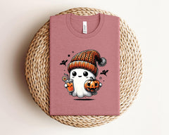 Fall Ghost T-Shirt - Halloween Ghost Tee - Spooky Season Gift - Trick or Treat - Fall Tea Lover Shirt - Gift For Halloween