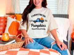Farm Fresh Pumpkins T-Shirt - Fall Pumpkin Tee - Autumn Harvest Shirt - Pumpkin Season Gift - Pumpkin Patch - Autumn Tee - Farmhouse Fall