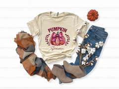 Retro Coquette T-Shirt - Bow Pumpkin Tee - Pumpkin Season Gift - Fall Vibes Shirt - Autumn Tee - Spooky Mama Gift - Thanksgiving Shirt