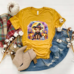 Baby Highland Cow Witch T-Shirt - Halloween Cow Tee - Western Halloween Gift - Spooky Season Shirt - Cow Lover Gift - Funny Halloween Shirt
