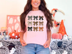 Fall Coquette Bow T-Shirt - Bow Lover Shirt - Gift For Halloween - Coquette Bow Shirt - Autumn Bows Tee - Halloween Party Tee