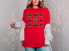 Bow Christmas T-Shirt - Coquette Bows Tee - Holiday Shirt - Cute Winter Gift - Christmas Season Gift - Girly Christmas Tee - Girly Christmas