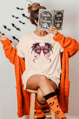 Gothic Bow T-Shirt - Coquette Gift - Spooky Season Tee - Bat Lovers Gift - Witchy Halloween Shirt - Witchy Halloween Tee - Halloween Party