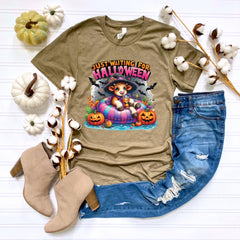 Just Waiting For Halloween T-Shirt - Highland Lover Gift - Spooky Cow Tee - Witchy Highland Cow Shirt - Halloween Vibes Tee