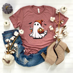 Ghost Coffee T-Shirt - Halloween Ghost Shirt - Trick or Treat Ghost Shirt - Spooky Season T-Shirt - Halloween Gift - Cute Fall Shirt