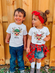 Christmas Kids Shirts - Youth Christmas T-Shirts - Custom Christmas - Girls Boys Xmas Shirt - Christmas Gift - Reindeer Name Shirt