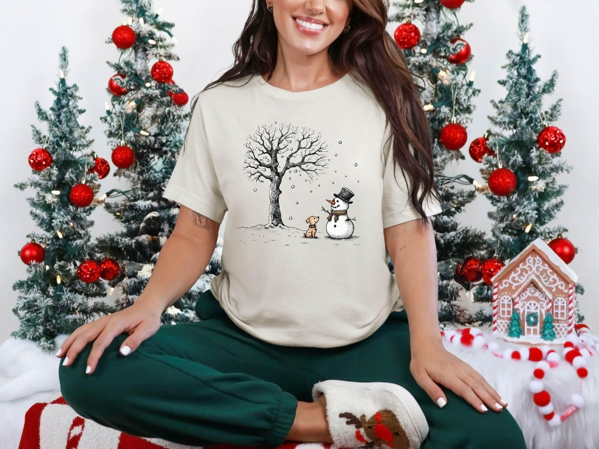 Let It Snow Shirt - Snowman T-Shirt - Christmas Winter Tee - Dog Mom Christmas Shirt - Christmas Gift - Holiday Snowman Tee - Dog Mom Gift