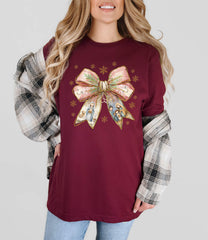 Nativity Christmas Bow Shirt - Christian Coquette Christmas Shirt - Nativity Scene Shirt - Coquette Christmas Gift - Women Christmas Shirt