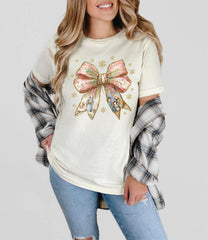 Nativity Christmas Bow Shirt - Christian Coquette Christmas Shirt - Nativity Scene Shirt - Coquette Christmas Gift - Women Christmas Shirt