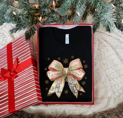 Nativity Christmas Bow Shirt - Christian Coquette Christmas Shirt - Nativity Scene Shirt - Coquette Christmas Gift - Women Christmas Shirt