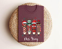 Custom Christmas Teacher Shirt - Elf Teacher Shirt - Teacher Christmas Gift - Custom Teacher Name Shirt - Merry Teacher Shirt - Holiday Tee