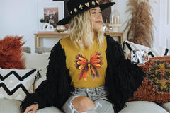 Thanksgiving Turkey Bow Shirt - Coquette Thanksgiving T-Shirt - Turkey Feathers Bow Tee - Thanksgiving Gift - Retro Turkey Shirt