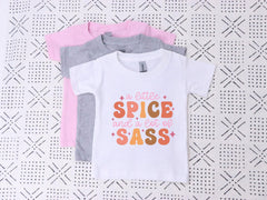A Little Spice A Lot Of Sass Kids Shirt - Funny Sassy Girl Toddler Shirt - Pumpkin Spice Gift - Gift From Aunt - Thanksgiving Kids Tee