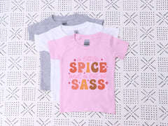 A Little Spice A Lot Of Sass Kids Shirt - Funny Sassy Girl Toddler Shirt - Pumpkin Spice Gift - Gift From Aunt - Thanksgiving Kids Tee