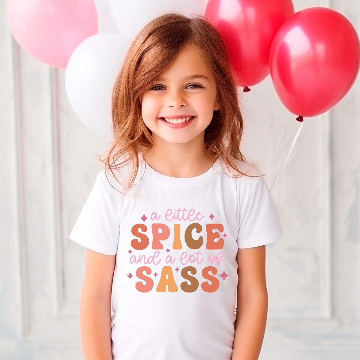 A Little Spice A Lot Of Sass Kids Shirt - Funny Sassy Girl Toddler Shirt - Pumpkin Spice Gift - Gift From Aunt - Thanksgiving Kids Tee