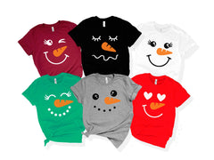 Christmas Snowman Shirts - Christmas Family T-Shirt - Custom Snowman Shirts -Holiday Snowman Tee - Snowman Face Shirt - Funny Christmas Gift