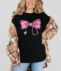 Coquette Nurse Stethoscope Shirt - Christmas Gift for Nurse - Stethoscope Nurse T-Shirt - Gift for RN - Nurse Appreciation Shirt - Bow Nurse