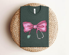 Coquette Nurse Stethoscope Shirt - Christmas Gift for Nurse - Stethoscope Nurse T-Shirt - Gift for RN - Nurse Appreciation Shirt - Bow Nurse
