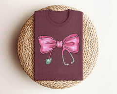 Coquette Nurse Stethoscope Shirt - Christmas Gift for Nurse - Stethoscope Nurse T-Shirt - Gift for RN - Nurse Appreciation Shirt - Bow Nurse