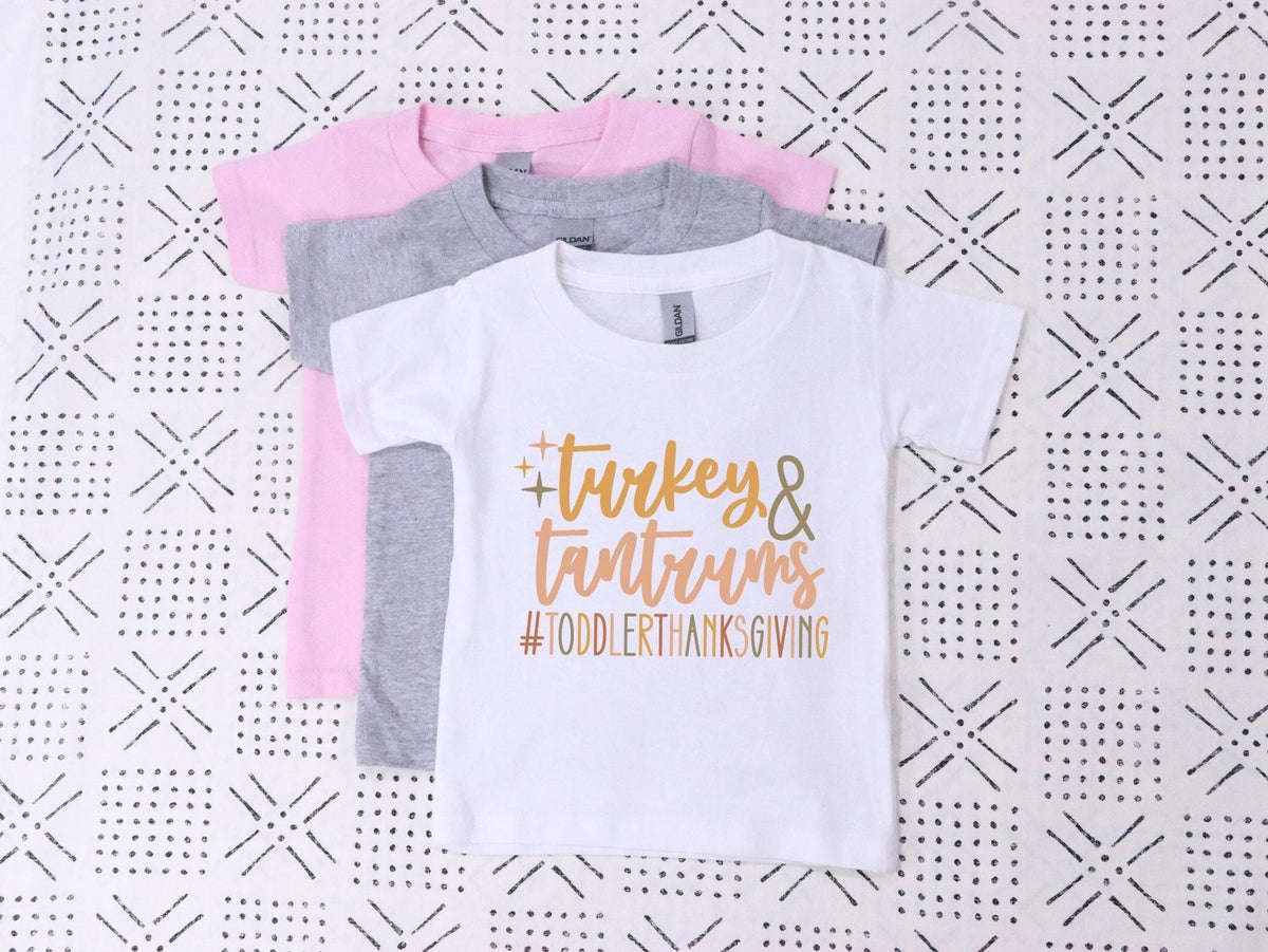 Kids Thanksgiving Shirts - Turkey and Tantrums T-Shirt - Kids Fall Shirts - Funny Toddler Thanksgiving Tees - Thanksgiving Gift
