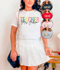 Custom Teacher T-Shirt - Personalized Teacher Mrs - Customized Name Tee - School Shirt - Teacher Appreciation Gift - Elementary Teacher Gift
