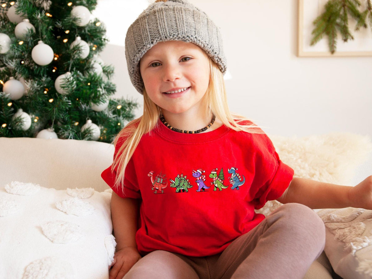 Christmas Dinosaurs Gift Toddler - Santa Dinosaurs T-Shirt - Merry Dinomas Kids Shirt - Xmas Vibes Bodysuit - Dino Holiday Tee