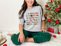 Christmas Teacher Shirt - Christmas Alphabet T-Shirt - Christmas Teacher Gift - Kindergarten Alphabet Tee - Christmas Teaching Shirt