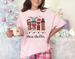 Custom Christmas Teacher Shirt - Elf Teacher Shirt - Teacher Christmas Gift - Custom Teacher Name Shirt - Merry Teacher Shirt - Holiday Tee