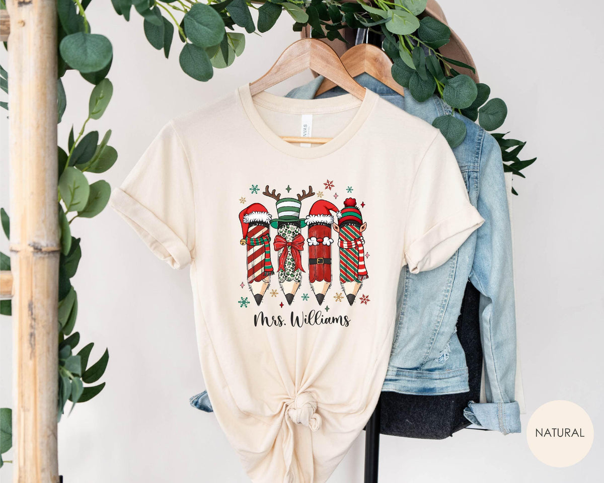 Custom Christmas Teacher Shirt - Elf Teacher Shirt - Teacher Christmas Gift - Custom Teacher Name Shirt - Merry Teacher Shirt - Holiday Tee