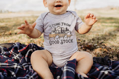 I Come from Good Stock - Cowboy Toddler T-Shirt - Farmer Cowgirl - Cow Youth Tee - Cute Country Kids Gift - Western Baby Bodysuit