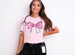 Coquette Nurse Stethoscope Shirt - Christmas Gift for Nurse - Stethoscope Nurse T-Shirt - Gift for RN - Nurse Appreciation Shirt - Bow Nurse