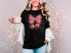 Love You Cherry Much - Cute Valentines T-Shirt - Cherry Valentine Day - Pink Valentine Tee - Gift for Her - Valentines Gift  - Coquette Bow