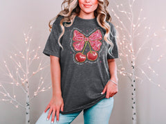 Love You Cherry Much - Cute Valentines T-Shirt - Cherry Valentine Day - Pink Valentine Tee - Gift for Her - Valentines Gift  - Coquette Bow