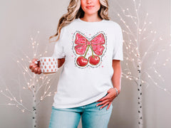 Love You Cherry Much - Cute Valentines T-Shirt - Cherry Valentine Day - Pink Valentine Tee - Gift for Her - Valentines Gift  - Coquette Bow