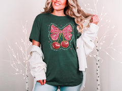 Love You Cherry Much - Cute Valentines T-Shirt - Cherry Valentine Day - Pink Valentine Tee - Gift for Her - Valentines Gift  - Coquette Bow