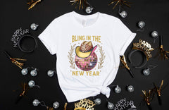 Bling In The New Year - Cowgirl New Years - Disco Ball Tee - New Year Gift - Sparkle Shirt - New Years Shirt - Coquette Pink  - Goodbye 2025