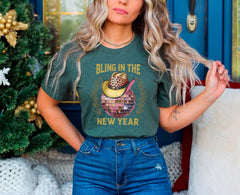 Bling In The New Year - Cowgirl New Years - Disco Ball Tee - New Year Gift - Sparkle Shirt - New Years Shirt - Coquette Pink  - Goodbye 2025