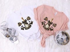 New Year 2025 T-Shirt - Christmas Champagne Tee  - Cheers To The New Year - Coquette Bow Champagne  -  Family Holiday Shirt - Goodbye 2024